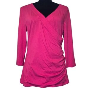 Soft Surroundings Women's Pink Jersey Knit Wrap Top Size Petite Medium